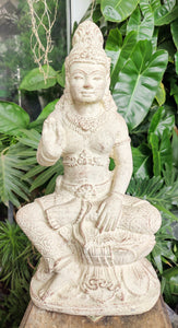 Home Decor: TABLE / GARDEN IDOL: Lotus Lakshmi Goddess Sculpture in Stone.