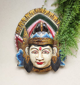 Home Decor: Table Accent. Lovely Handcrafted Wooden Mask of Goddess Sita.