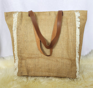 Fashion Accessory. Handbag. Tote Jute Bag and Matching Pouch.