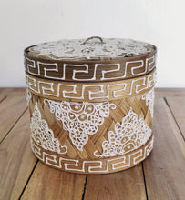Table Decor - Storage Accessory. Stunning Handcrafted woven bamboo, hand painted box with mandala design.