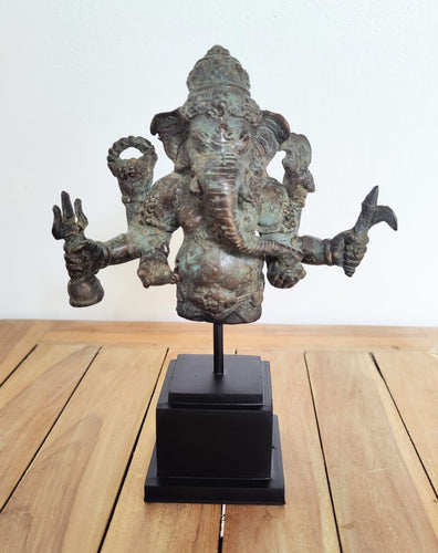 JORAE Ganesh Statue Elephant Buddha Sitting on Lotus Pedestal Lord Blessing  Home Decor Hindu God Collectible Antique Bronze Finish Meditation