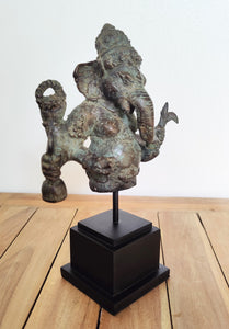 Home Decor: Tabletop Antique finished Idol. Bronze 4 Handed Lord Ganesha Statue mounted on a stand.