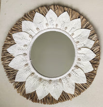 Home Decor - Large Raffia and Macrame Round Wall Hanging Mirror.