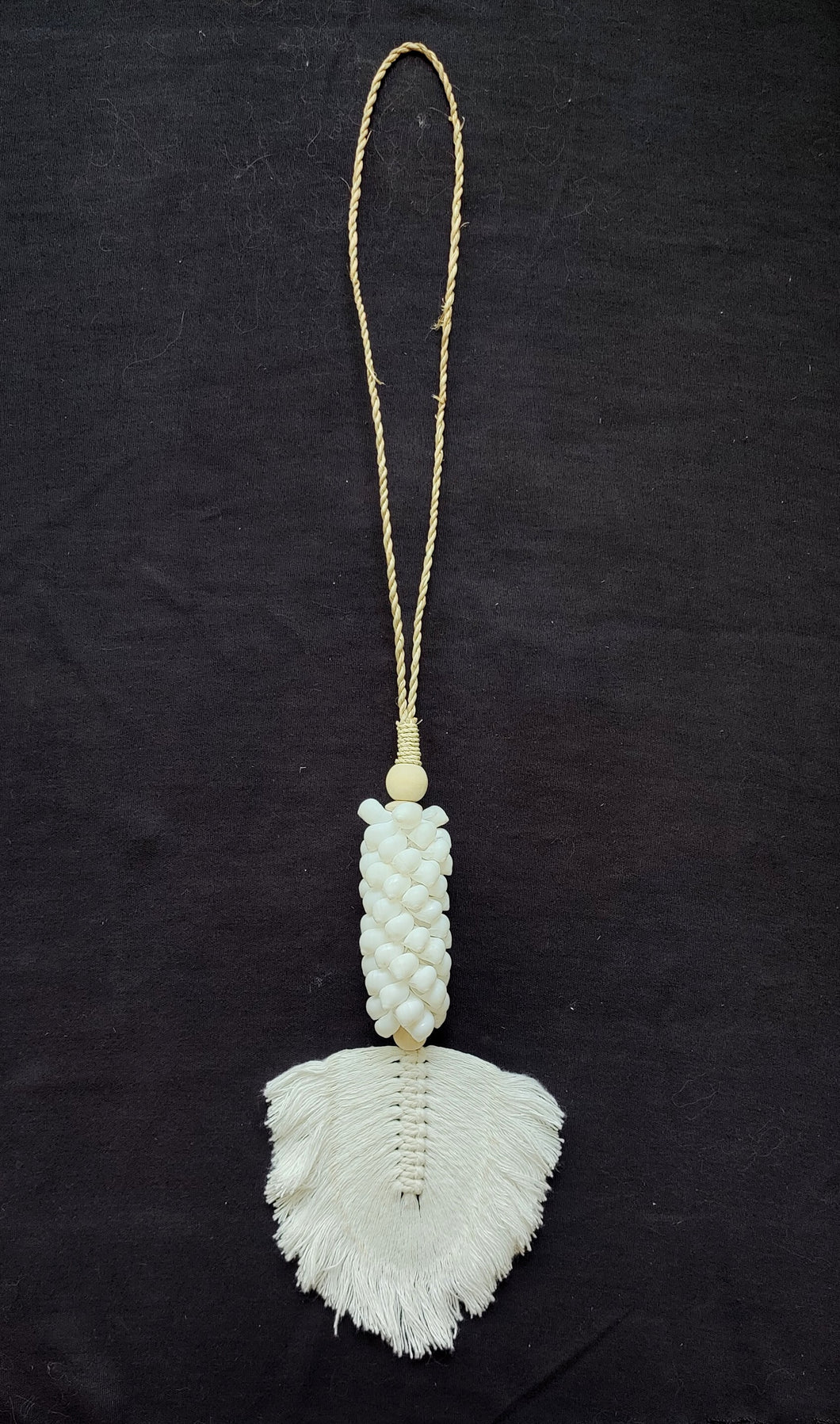 Home Decor - Wall Accent. Handmade Macrame Shell Leaf Tassel.