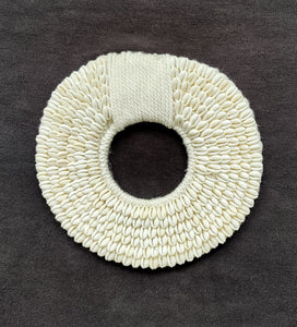 Home Decor - Tribal Style Shell Wall Decoration With Macrame Crochet Base "Cowrie Papua"