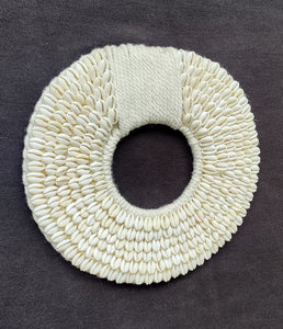 Home Decor - Tribal Style Shell Wall Decoration With Macrame Crochet Base "Cowrie Papua"