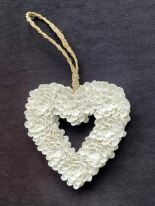 HOME DECOR: Wall Hanging Accent. Double sided heart shape shell decor in floral design.