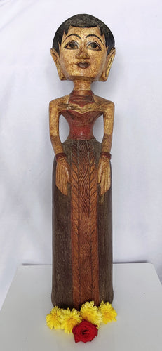 HOME DECOR - TABLETOP FIGURINE - Vintage Hand carved Wooden Traditional Javanese Bride.