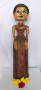 HOME DECOR - TABLETOP FIGURINE - Vintage Hand carved Wooden Traditional Javanese Bride.