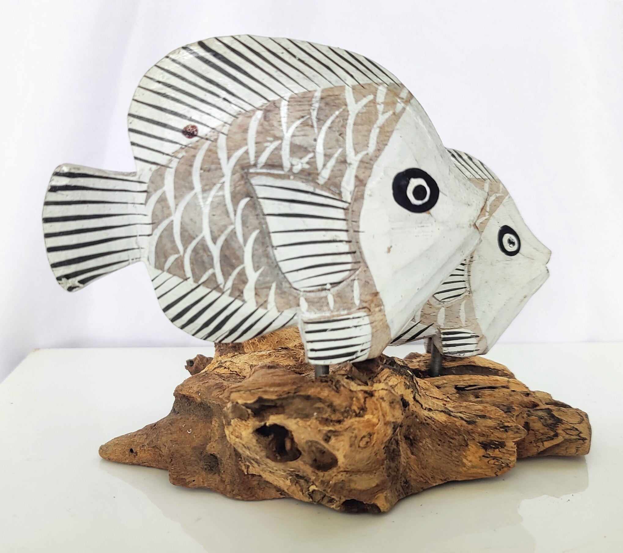 Home Decor. Tabletop Showpiece. Hand Carved Wooden Fish Statuettes