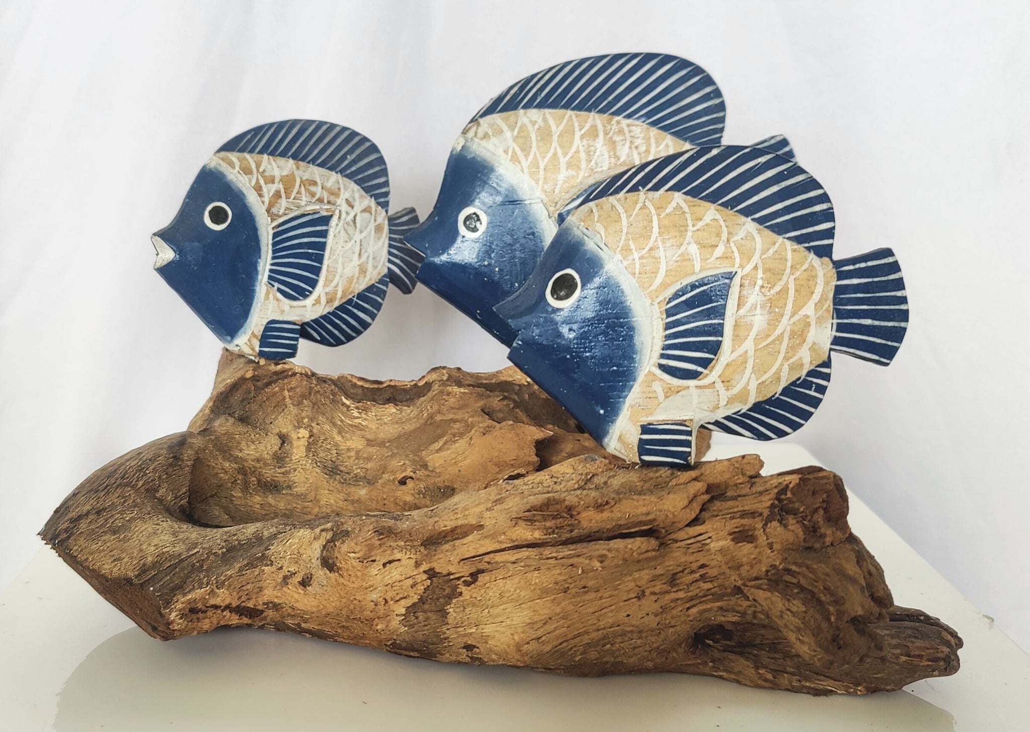 Home Decor. Tabletop Showpiece. Hand Carved Wooden Fish Statuettes