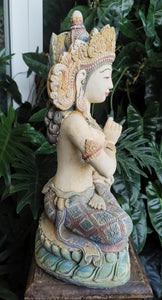 Home Decor: Garden Statue. Stunning Goddess Devi Tara Sitting Sculpture in Stone.