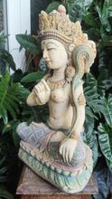 Home Decor: Garden Statue. Stunning Goddess Devi Tara Sitting Sculpture in Stone.