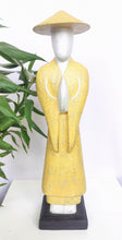 Home Decor Statue. Tabletop. Hand Carved Robed Wooden Farmer Statue.
