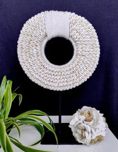 Home Decor - Table / Wall Ornament. Irian Jaya Tribal Cowrie Shell Necklace mounted on a custom made stand.