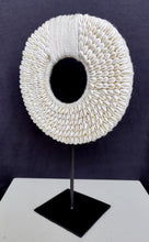 Home Decor - Table / Wall Ornament. Irian Jaya Tribal Cowrie Shell Necklace mounted on a custom made stand.