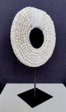 Home Decor - Table / Wall Ornament. Irian Jaya Tribal Cowrie Shell Necklace mounted on a custom made stand.