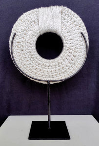 Home Decor - Table / Wall Ornament. Irian Jaya Tribal Cowrie Shell Necklace mounted on a custom made stand.