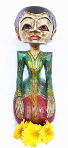 HOME DECOR - TABLETOP FIGURINE - Vintage Hand carved Wooden Traditional Javanese Bride.