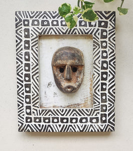 Home Decor. Wall Hanging. Unique Primitive Timor Tribal Wooden Mask in Frame.