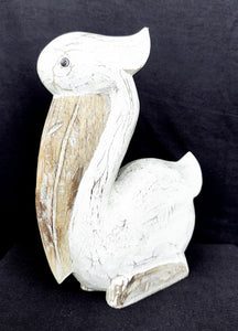 Home Decor. Tabletop Accent. Pelican bird figurine handcrafted from wood.