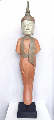 Home Decor Statue. Handcrafted Wooden Sculpture of Lord Buddha.