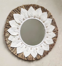 Home Decor - Large Raffia and Macrame Round Wall Hanging Mirror.
