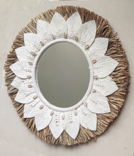 Home Decor - Large Raffia and Macrame Round Wall Hanging Mirror.