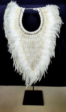 Table Decor: Stunning handmade, white feather and shell necklace from Papua.