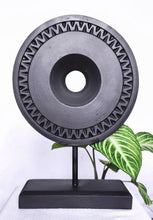 Home Decor: Tabletop Showpiece. Hand Carved Wooden Disc Décor on Stand.