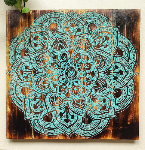 Home Decor. Lotus Mandala Wooden Pallet Wall Hanging.