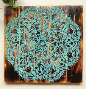 Home Decor. Lotus Mandala Wooden Pallet Wall Hanging.