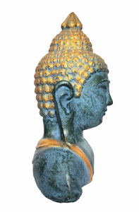 Home Decor Table - Outdoor idol. Lord Buddha Bust Carved in Stone. "Smiling Buddha" 