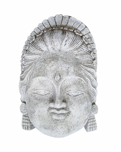 Wall Hanging Home Decor. Vintage Finish Handcrafted Javanese Lady Face Mask In Stone.
