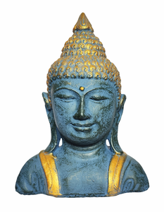 Home Decor Table - Outdoor idol. Lord Buddha Bust Carved in Stone. "Smiling Buddha" 