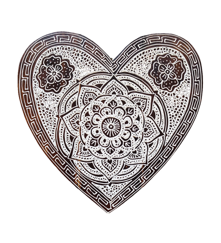 Home Decor. Wall Hanging. Heart-Shaped Wooden Wall Sculpture with Mandala Design.
