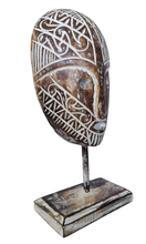 Home Decor. Tabletop Sculptures. Carved Motif Tribal Wooden Head Masks.