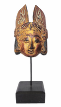 Table Decor. Handcrafted Wooden Javanese Face Mask with Traditional Headgear.
