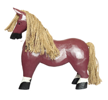 Home Decor. Tabletop Showpiece. Wooden Horse Sculpture with Jute Mane and Tail, "Proud Mare".
