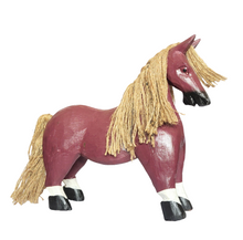 Home Decor. Tabletop Showpiece. Wooden Horse Sculpture with Jute Mane and Tail, "Proud Mare".