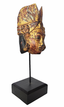 Table Decor. Handcrafted Wooden Javanese Face Mask with Traditional Headgear.