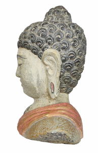 TABLE / GARDEN DECOR: Beautiful Meditating Buddha Head Statue in stone.