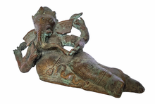 Home Decor: Tabletop Statue. Reclining Ganesha Statue in bronze.