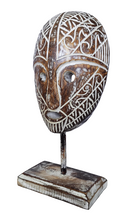 Home Decor. Tabletop Sculptures. Carved Motif Tribal Wooden Head Masks.