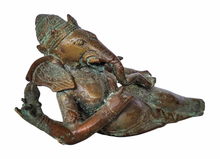 Home Decor: Tabletop Statue. Reclining Ganesha Statue in bronze.