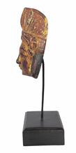Table Decor. Handcrafted Wooden Javanese Face Mask with Traditional Headgear.