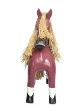 Home Decor. Tabletop Showpiece. Wooden Horse Sculpture with Jute Mane and Tail, "Proud Mare".