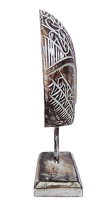 Home Decor. Tabletop Sculptures. Carved Motif Tribal Wooden Head Masks.
