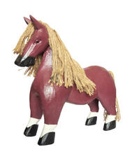 Home Decor. Tabletop Showpiece. Wooden Horse Sculpture with Jute Mane and Tail, "Proud Mare".