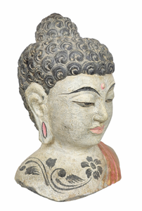 TABLE / GARDEN DECOR: Beautiful Meditating Buddha Head Statue in stone.